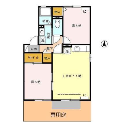 エスペランサ・藤(2LDK/1階)の間取り写真