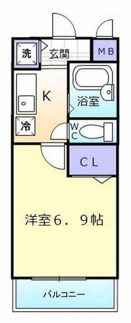 ラパス高倉台(1K/2階)の間取り写真