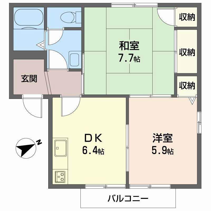 コートハウス星陵AB(2DK/1階)の間取り写真