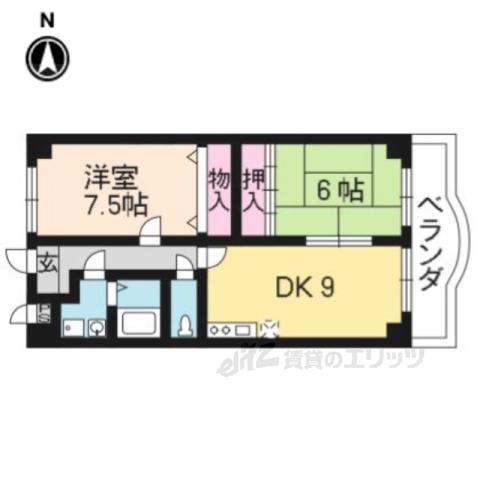 ピア・レジデンス羽束師(2LDK/4階)の間取り写真
