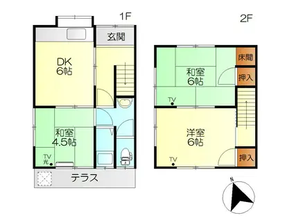 Sアパート(3DK/1階)の間取り写真