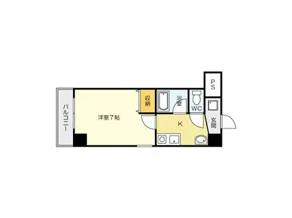 吉野町ワンルームマンション(1K/3階)の間取り写真