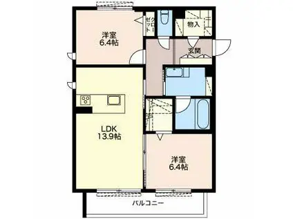 PREMIAS月見坂(2LDK/2階)の間取り写真