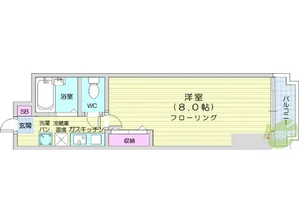 アイショウプラザ旭ヶ丘Ⅴ(1K/5階)の間取り写真