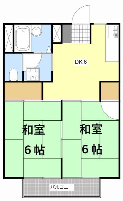 ロイヤルハイツ(2DK/1階)の間取り写真