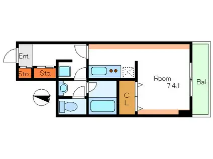 エヴァーモア(ワンルーム/5階)の間取り写真