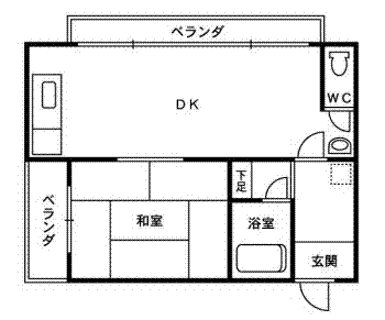コーポさくら(1DK/3階)の間取り写真