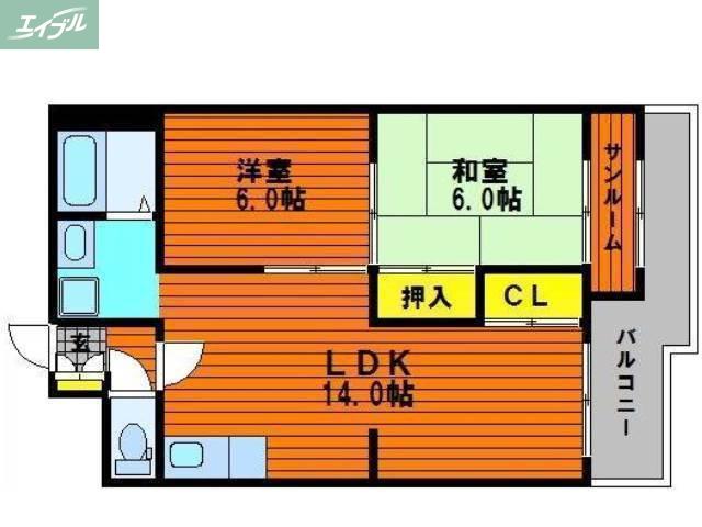 シャトレーしょうこう(2LDK/5階)の間取り写真