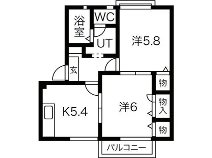 MSハウス(2K/2階)の間取り写真