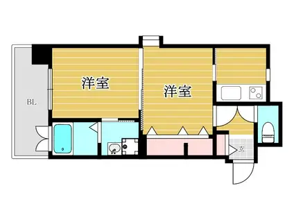 エンクレスト薬院II(2K/4階)の間取り写真