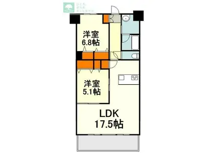 ロングエイト3(2LDK/7階)の間取り写真