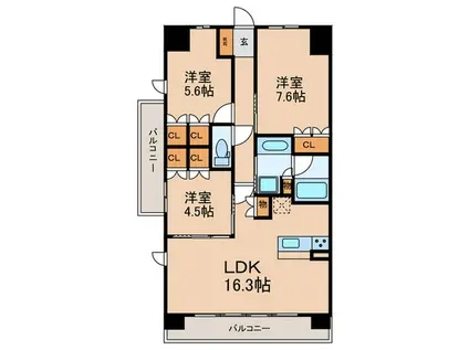 ローレルスクエア OSAKA LINK(3LDK/10階)の間取り写真