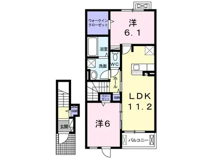 アルカンシエル(2LDK/2階)の間取り写真