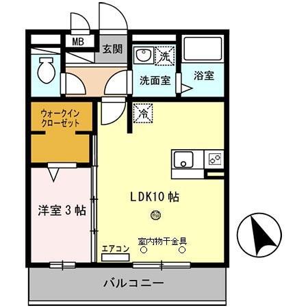 セジュール白浜 B棟(1LDK/2階)の間取り写真