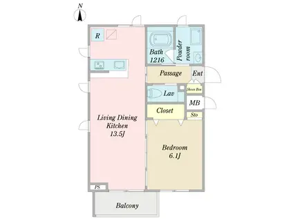 覚王山RELUDOL(1LDK/1階)の間取り写真