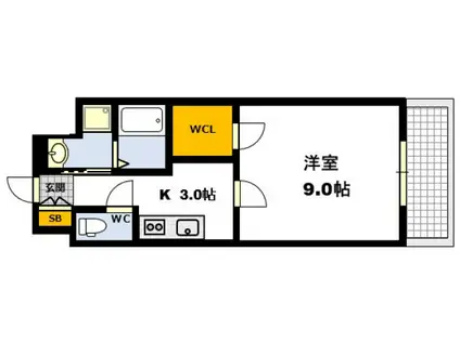 ロアール楠木(1K/6階)の間取り写真