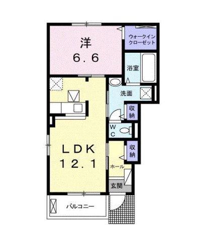プランドールスギ A(1LDK/1階)の間取り写真