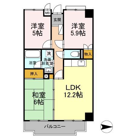 エスポワール小金井(3LDK/2階)の間取り写真