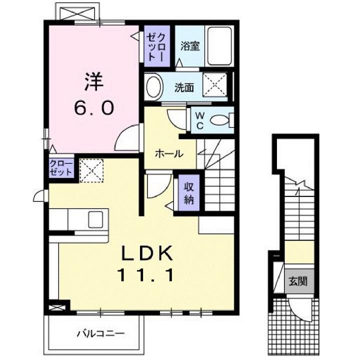 エアリースクエア(1LDK/2階)の間取り写真