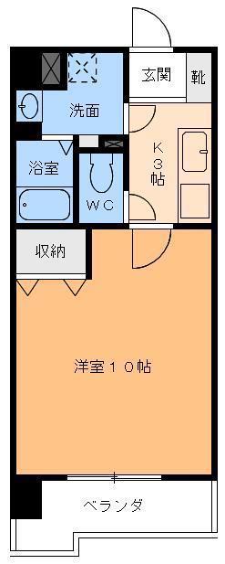 ルラシオン松山高砂(1K/10階)の間取り写真