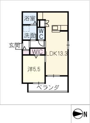 GRAND MERE KAWANA(1LDK/2階)の間取り写真