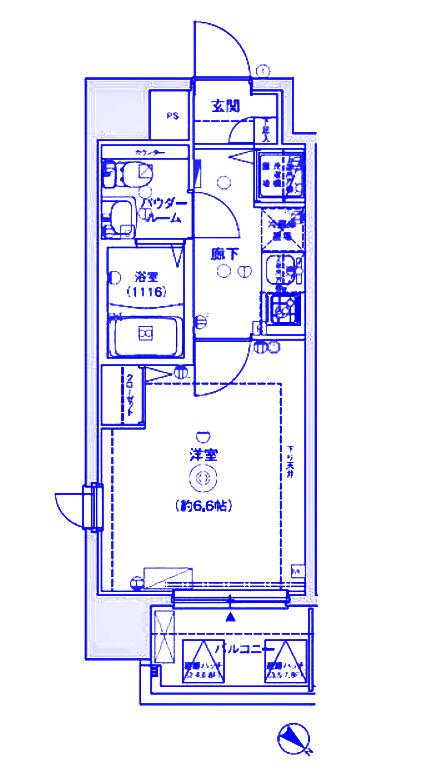 レグラス新横浜駅前(1K/4階)の間取り写真