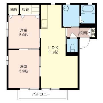 サニーホームズ(2LDK/1階)の間取り写真