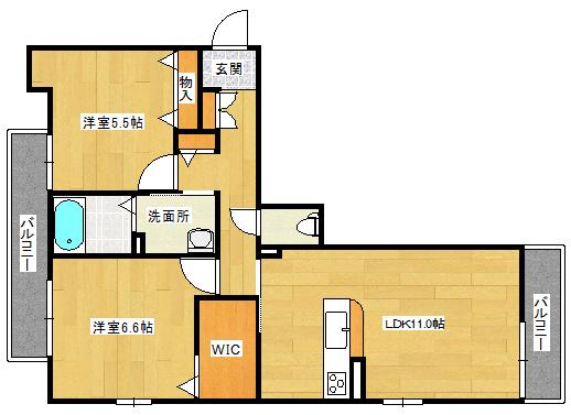 ベレオ大宮(2LDK/2階)の間取り写真