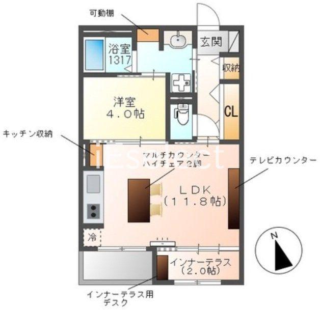 パークエステート I(1LDK/3階)の間取り写真