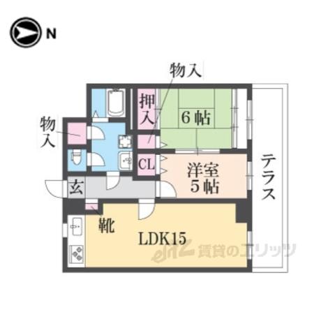 京都嵐山レックスマンション(2LDK/1階)の間取り写真
