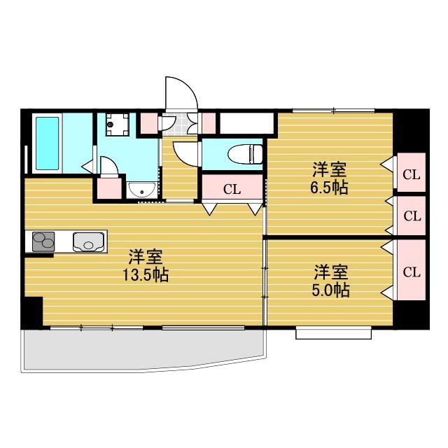 ウインズコート新北野(2LDK/8階)の間取り写真