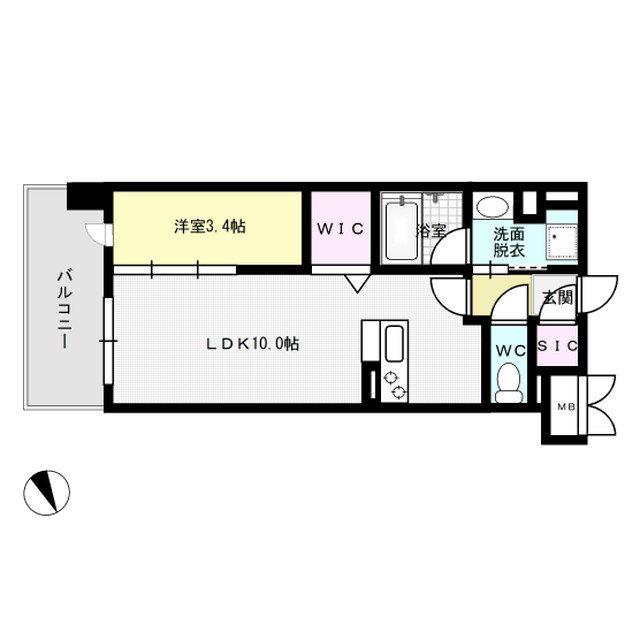 ATRIOFLATS井尻(1LDK/6階)の間取り写真
