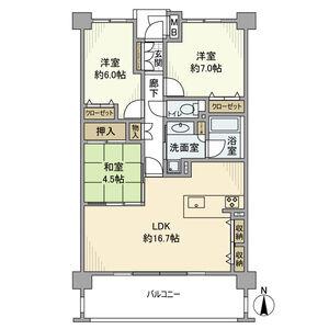 カルティア長久手ウエストCOURT(3LDK/5階)の間取り写真