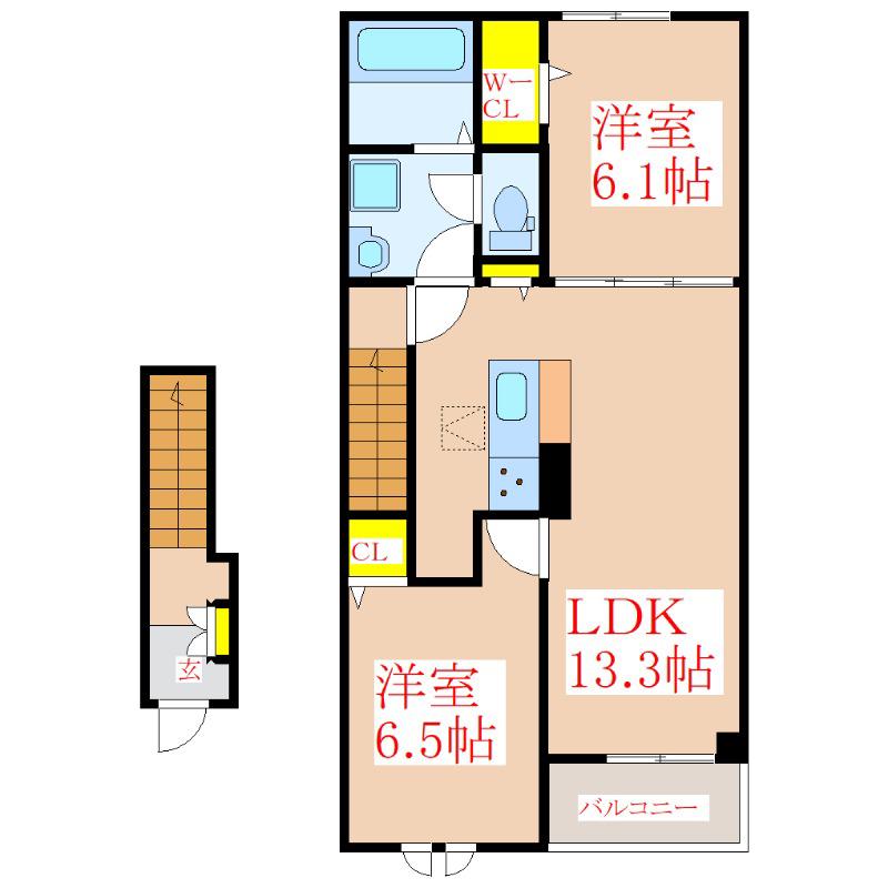 ファイン アイランド スズ(2LDK/2階)の間取り写真