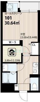 SKビル拾四番館(ワンルーム/2階)の間取り写真