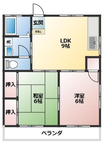 志賀ハイツ(2LDK/1階)の間取り写真
