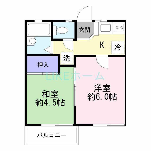 クレストヒルズ船橋(2K/2階)の間取り写真