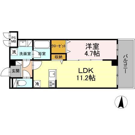 TERRACE WELLNESSⅡ(1LDK/2階)の間取り写真