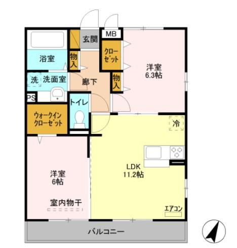 グレイス・フォレ II(2LDK/2階)の間取り写真