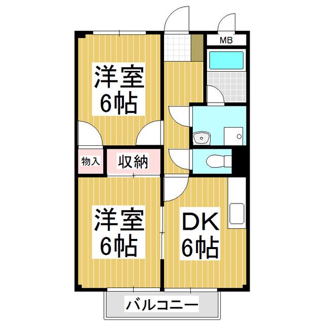SURPLUS TWO TOKIWA美沢台A(2DK/2階)の間取り写真