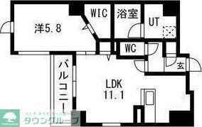 ポルタニグラサウス(1LDK/4階)の間取り写真