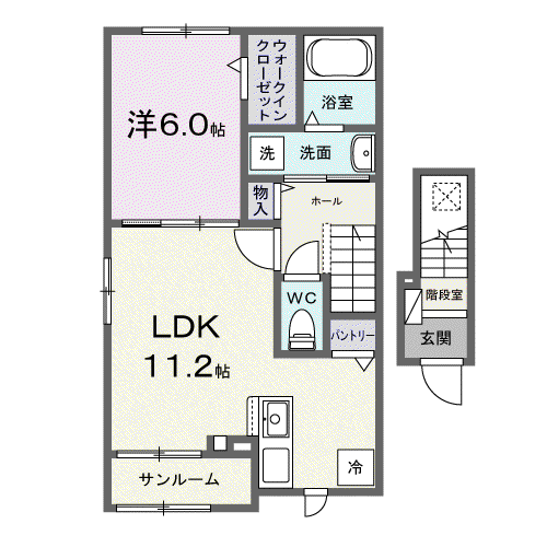 パルデメール II(1LDK/2階)の間取り写真
