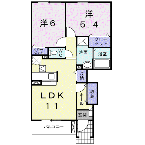 プロムナード智(2LDK/1階)の間取り写真