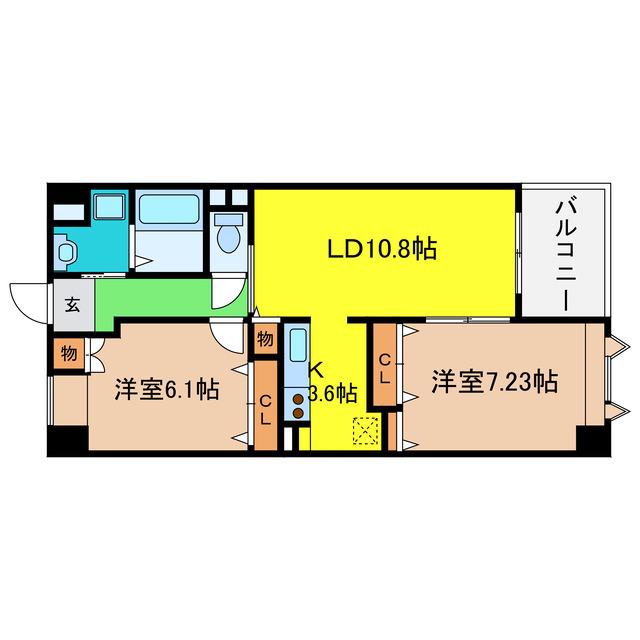 LA PORTE福島(2LDK/7階)の間取り写真