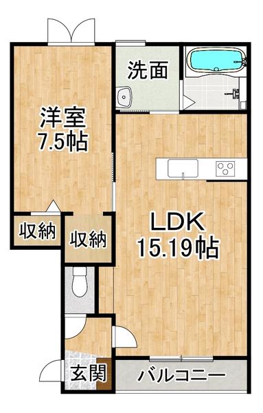 VALHALLAI(1LDK/1階)の間取り写真