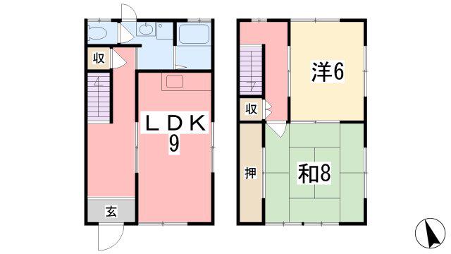 御立西メゾネット(2LDK/1階)の間取り写真