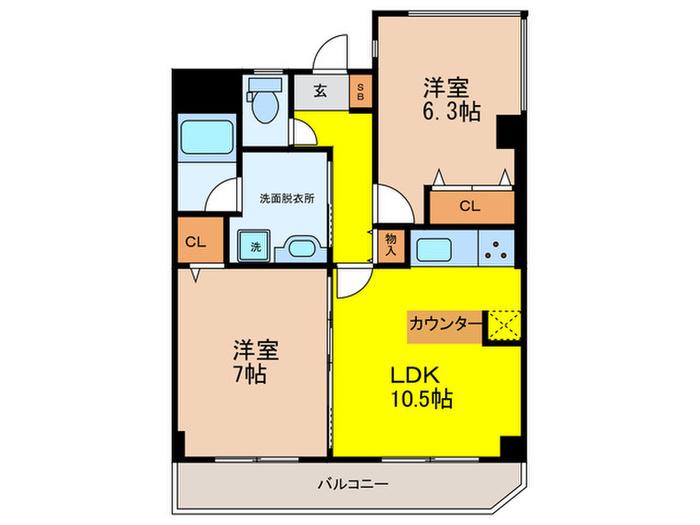 パレロイヤル(2LDK/8階)の間取り写真