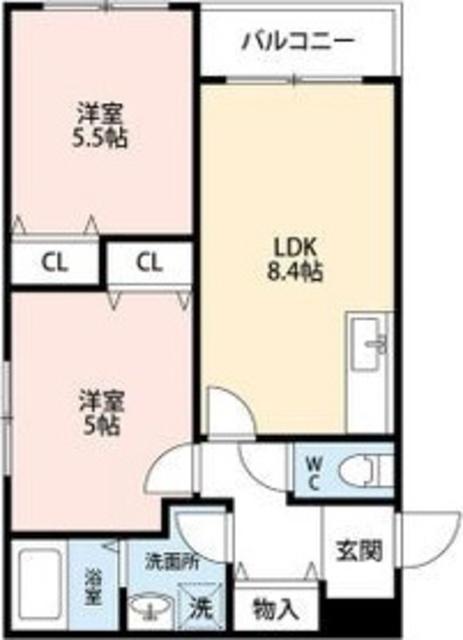 クレセル利倉東II(2LDK/1階)の間取り写真