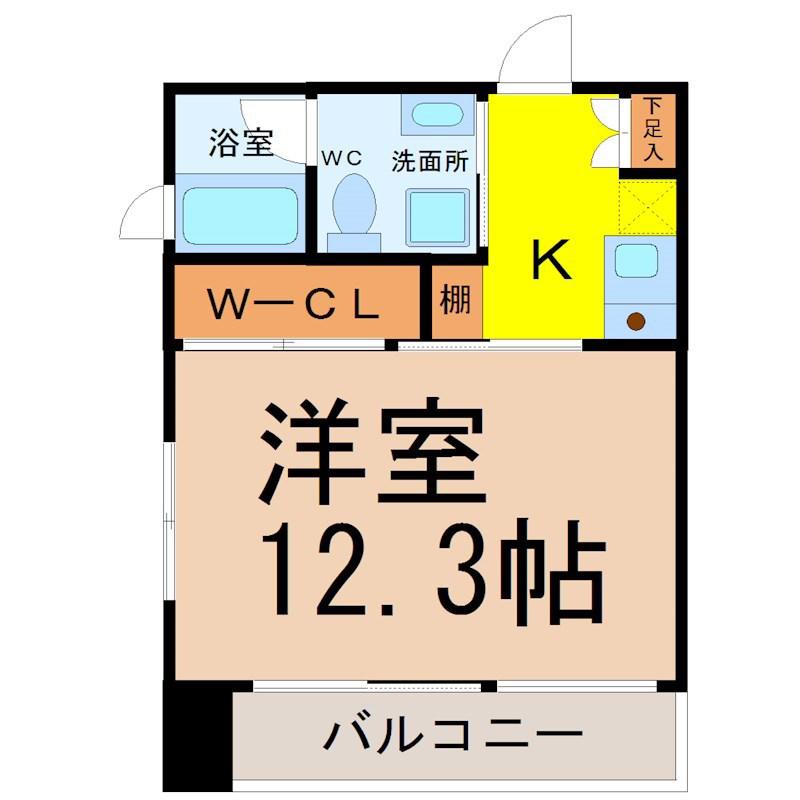 リバーフロントレジデンス(1K/9階)の間取り写真