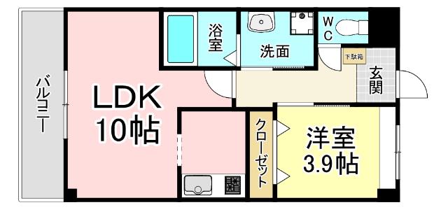 KS HILLS(1LDK/2階)の間取り写真